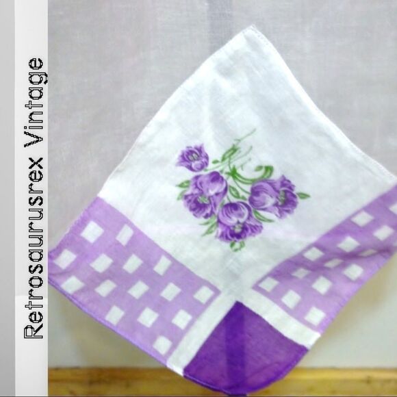 VINTAGE 1950's Sheer Lavender Kitchen Apron with Quilt Squares,Rockabilly/Pin Up - Picture 5 of 7